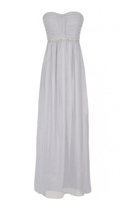 Glimmer and Shimmer Embellished Maxi Dress in Grey